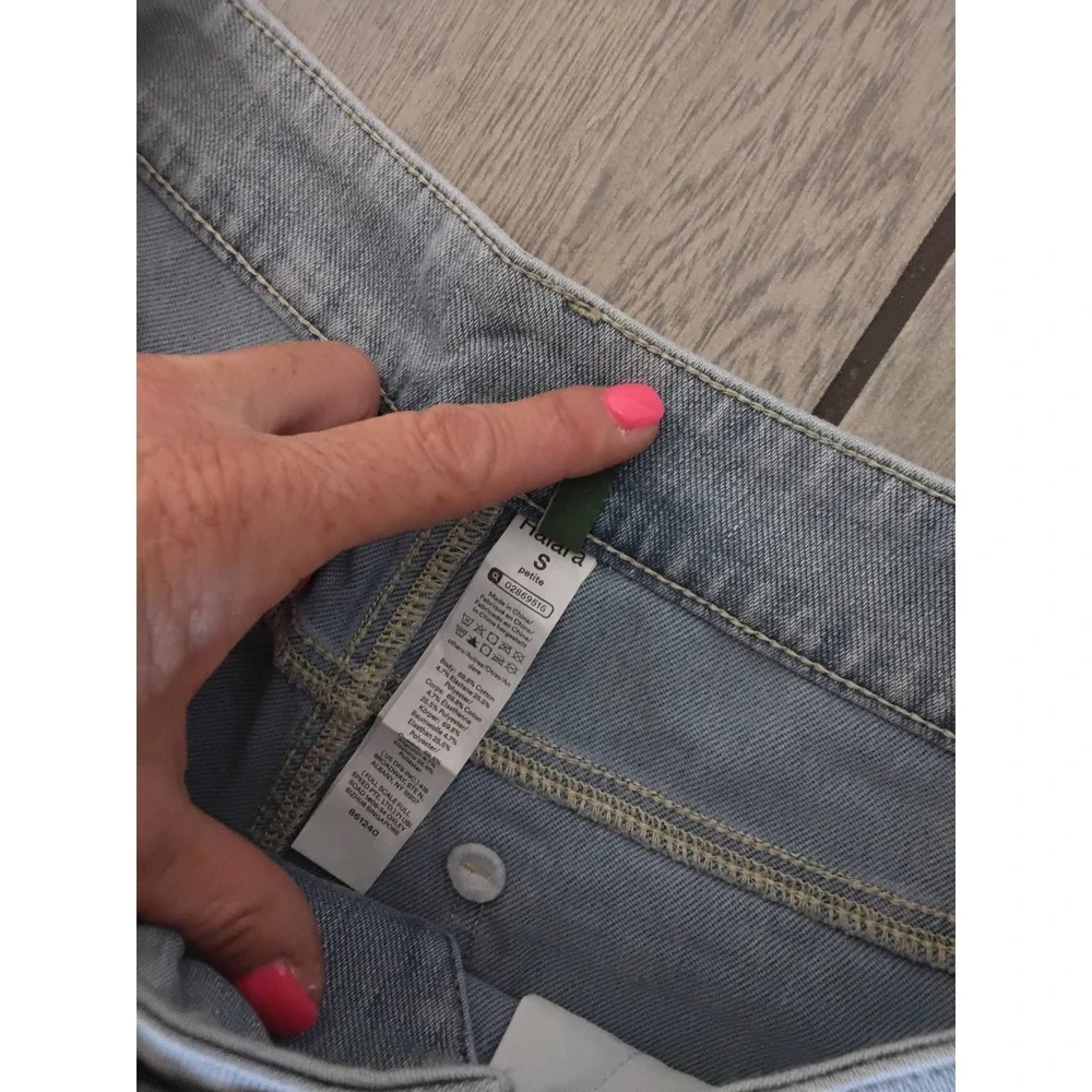 Halara Wide Leg Denim Jeans Light Wash Blue Petite Small 02869510